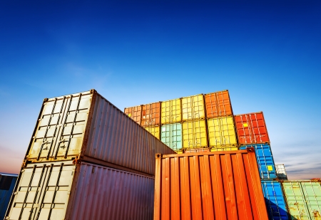 Stack of Cargo Containers at the docksの写真素材