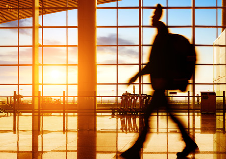 Passengers in Shanghai Pudong International Airportの写真素材