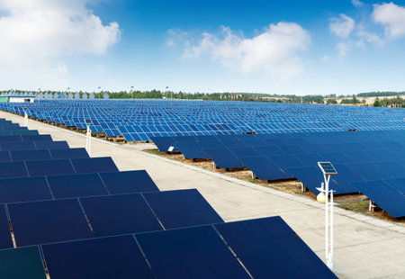 Solar panels against blue sky