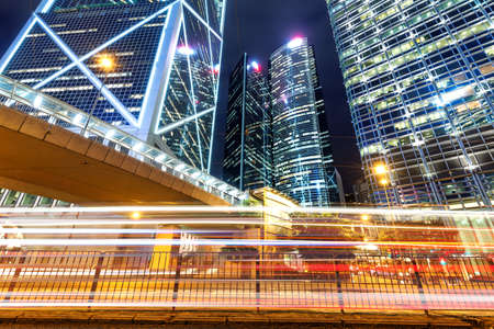 Hong Kong night, the city's modern high-rise.の写真素材