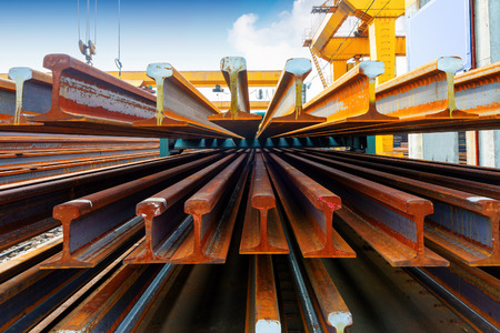 Pier bridge crane and cargo handling, cargo trains transported away.の写真素材
