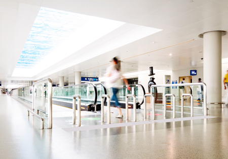 Escalator ,interior of the shanghai pudong airport .のeditorial素材