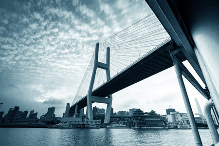 One of the most important bridge between Shanghai: Shanghai Nanpu Bridge.の写真素材