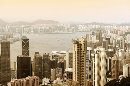 Aerial view of skyscrapers in Hong Kong