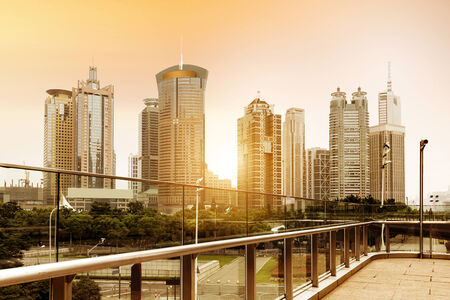 the modern building of the lujiazui financial centre in shanghai china.の写真素材