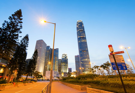 Hong Kong night, the city's modern high-rise.