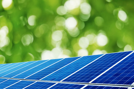 Solar panels under the trees background