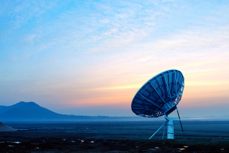 Dish on the prairie, early morning sunrise landscape.の写真素材