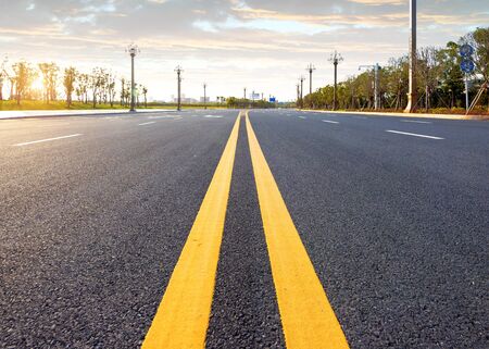 Endless highway, dusk landscape.の写真素材