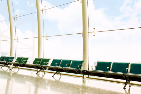 Bench in the shanghai pudong airport.interior of the airport.のeditorial素材