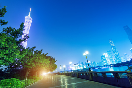 Zhujiang River and modern building of financial district in guangzhou china.のeditorial素材