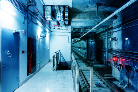 Empty subway tunnel, the train will arrive.