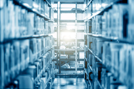 Blured books in public library. Blured effect. Background.の写真素材