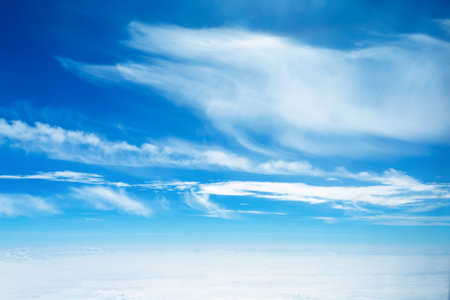 blue sky background with white cloudsの写真素材