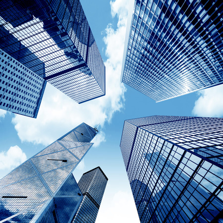 Toned image of modern office buildings in central Hong Kong.の写真素材