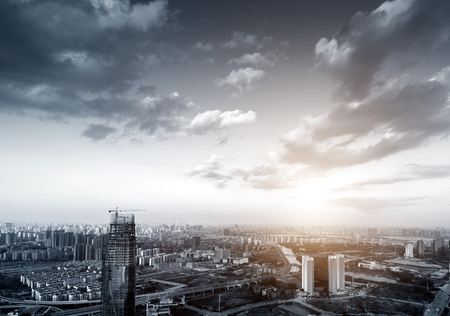 Aerial view of the urban landscape, aerial filming urban residential areas, China Nanchang.のeditorial素材