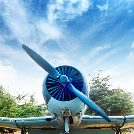 Abandoned old fighter airplane on the ground