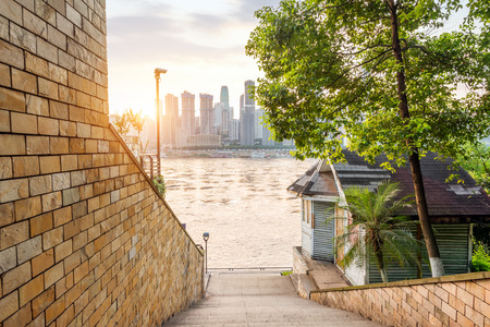 Chongqing, China downtown city skyline over the Yangtze River.の写真素材