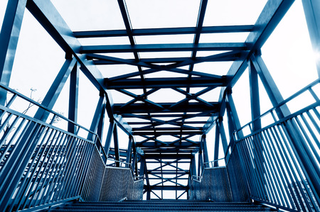 Support above the bridge, steel structure close-up.の写真素材