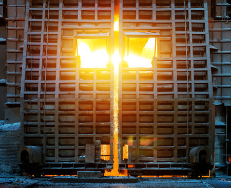 Large steel mill production workshop, Shanghai, China.