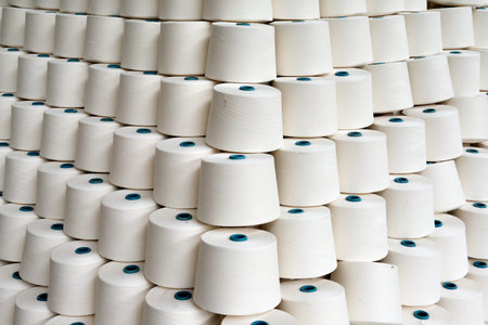 a pile of cotton yarn in the warehouse