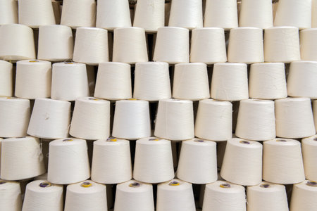 a pile of cotton yarn in the warehouse