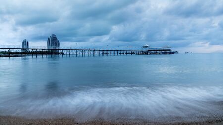 Calm sea and cruise ship in the sky background, Sanya, China.の写真素材