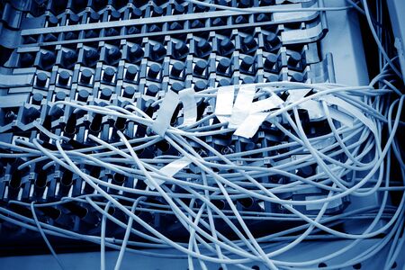 Line-intensive cable transfer box, blue tone map.の写真素材