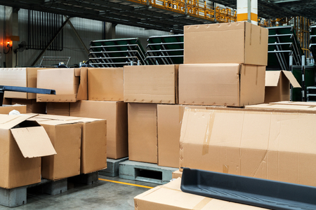 Stacked in the warehouse of the factory warehouseの写真素材