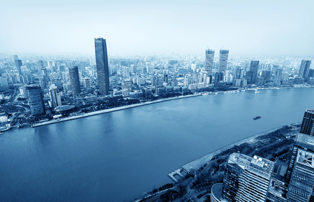 Modern skyscrapers of the metropolis, Shanghai, China.のeditorial素材