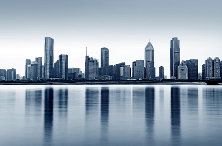 City skyline under sunset sky, Nanchang, Chinaの写真素材