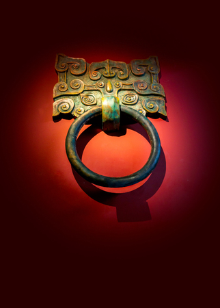 chinese style bronze door knobの写真素材