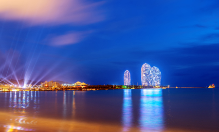 Sanya, China - June 29, 2017: Beautiful Sanya Bay and Phoenix Island, is a landmark Sanya.のeditorial素材