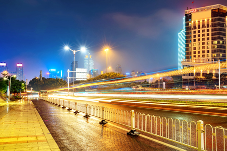 Night view of modern city, Nanning, China.の写真素材
