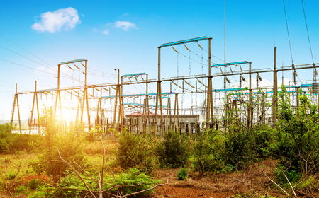 High voltage power substation, modern power facility.の写真素材