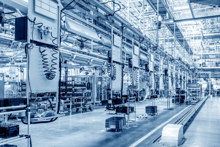 Modern automobile production line, automated production equipment.のeditorial素材