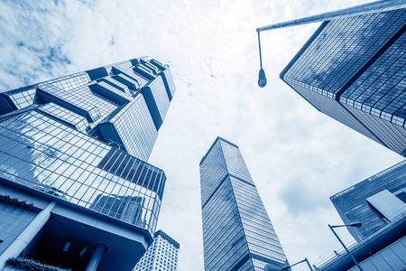 Toned image of modern office buildings in central Hong Kong.の写真素材
