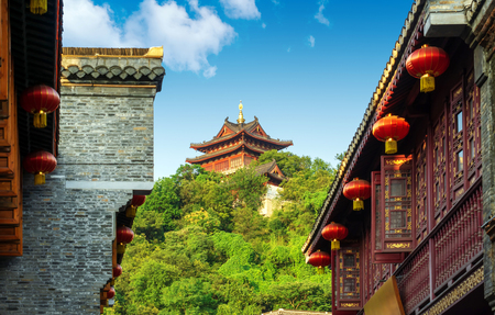 Ethnic-style buildings and pagodas in Zhenjiang, Chinaのeditorial素材