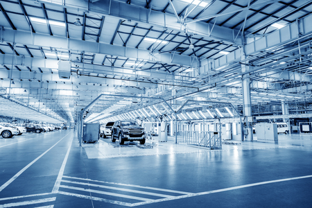 Modern automobile production line, automated production equipment.のeditorial素材