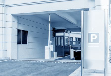 Ramp access to underground public parking garageの写真素材