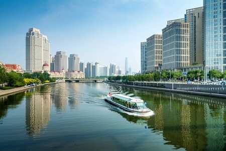 Urban architectural landscape in Tianjin, Chinaの写真素材