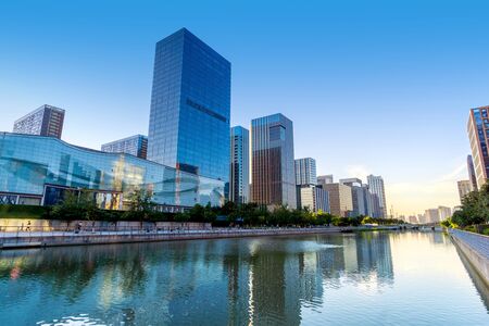 Modern city high-rise, China Ningbo CBD.の写真素材
