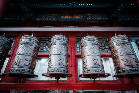 The prayer wheel located in the palace of Beijing.の写真素材