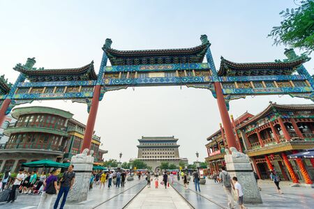 BEIJING, CHINA - June 26, 2019: Tourists at Qianmen, where is the gate in Beijing's historic city wall. Located at the south of Tiananmen Square in Beijing.のeditorial素材