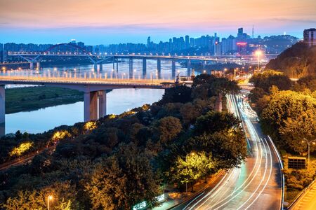 Three-dimensional traffic map, urban landscape of Chongqing, China.の写真素材