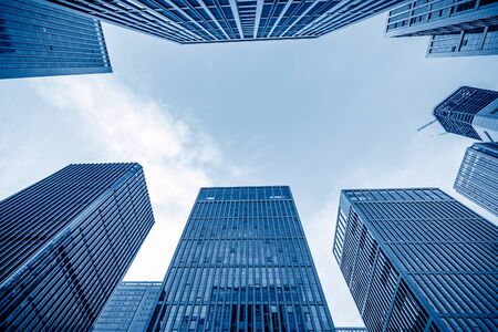 High-rise buildings in the financial district of the city, Jinan, China.の写真素材