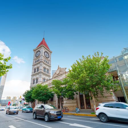 Chinese and western architecture on the street, Tianjin, China.の写真素材