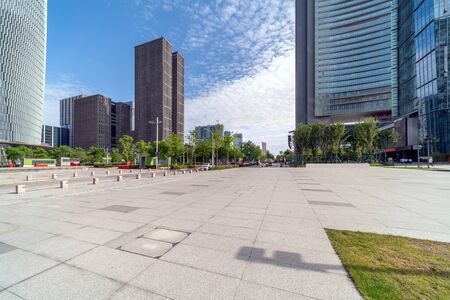 Financial district skyscrapers, Ningbo China cityscape.の写真素材