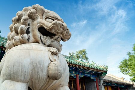 lion sculpture in front Gongwang Mansion, Beijing, Chinaの写真素材