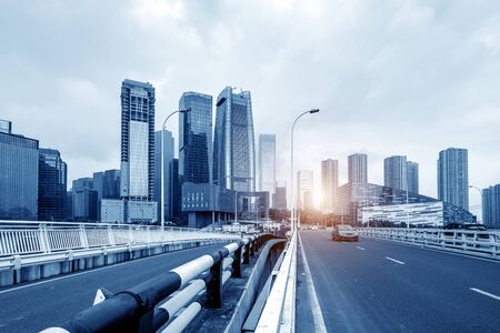 Modern bridges and high-rise buildings, Chongqing, China urban landscape.の写真素材